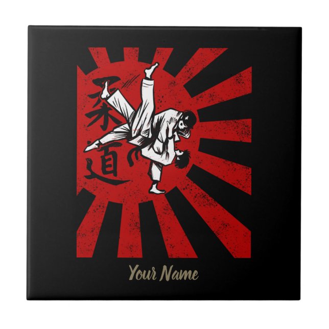 Judo Martial Arts Japansk Vintage Retro Design Kakelplatta (Framsidan)