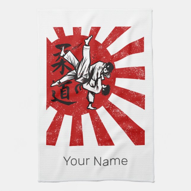 Judo Martial Arts Japansk Vintage Retro Design Kökshandduk (Vertikal)