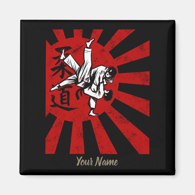 Judo Martial Arts Japansk Vintage Retro Design Magnet (Framsidan)