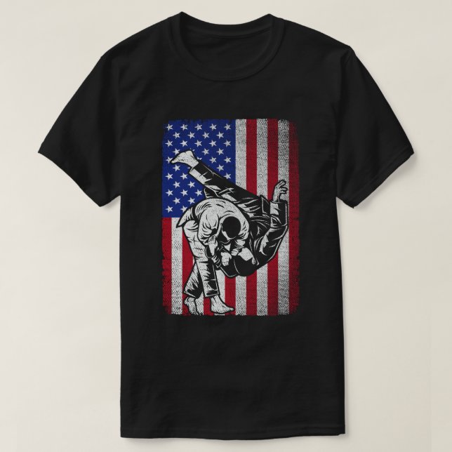Judo Martial Arts USA Amerikanska Flagga Judoist M T Shirt (Design framsida)