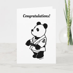 Judo Panda Tecknad serie med svart bälte Grattis Kort