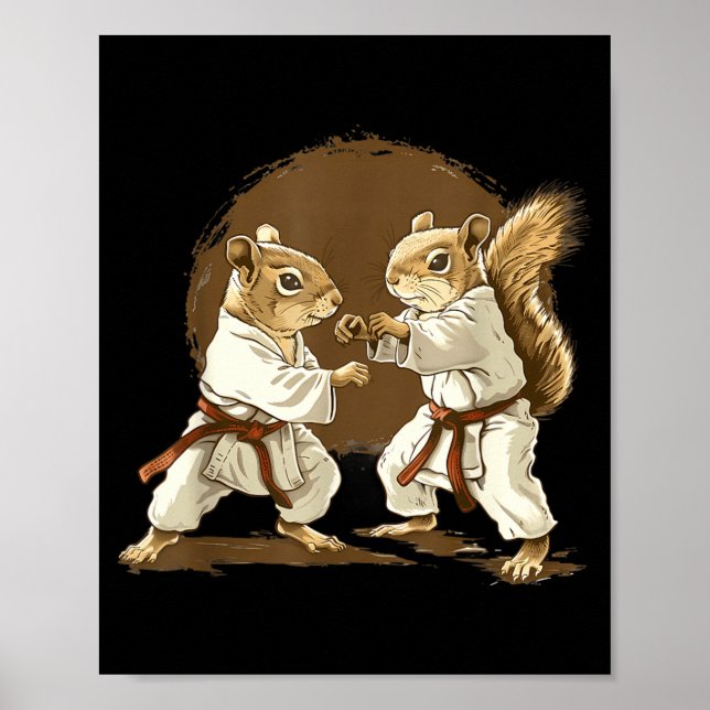 Judo Squirrel Kickboxning Taekwondo Kung Fu Kampko Poster (Framsidan)