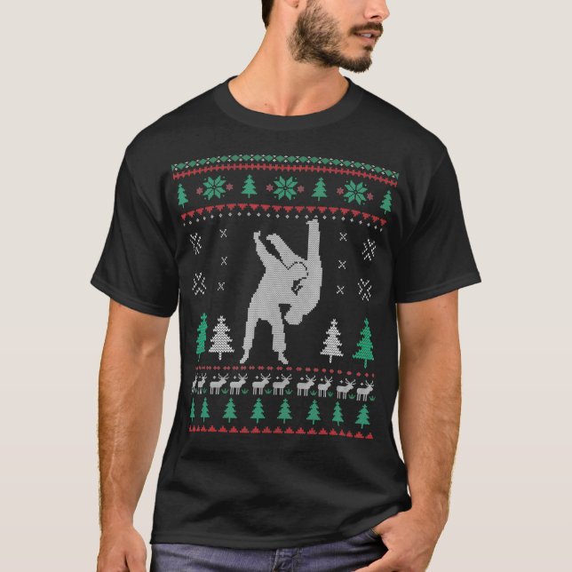 Judo Ugly Sweater jul Pajama Julafton  T Shirt (Framsida)