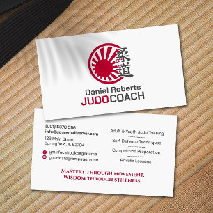 Judoinstruktör - Kanji och uppgående sol Visitkort
