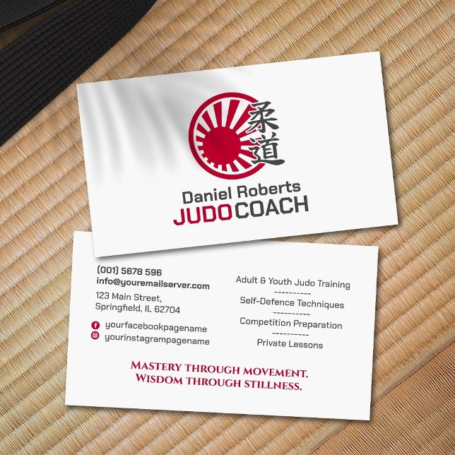 Judoinstruktör - Kanji och uppgående sol Visitkort (Skapare uppladdad)