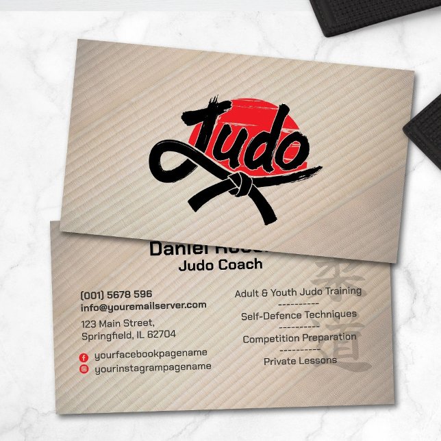 Judoinstruktör - svart bälte och sol visitkort (Skapare uppladdad)