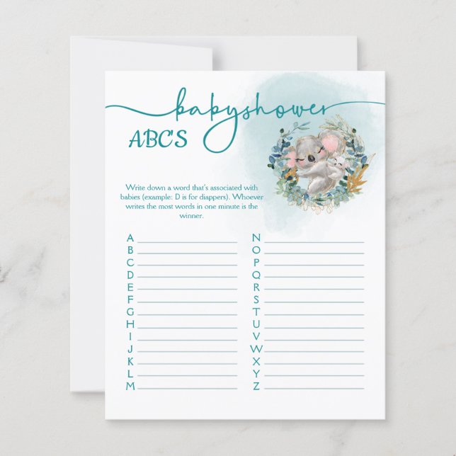 Juego Baby Shower ABC Baby Koala (Framsida)