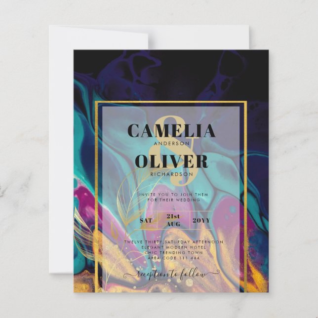 Juel Tones BRÖLLOP BLÄCK Plum Lila Teal Navy Guld (Framsida)