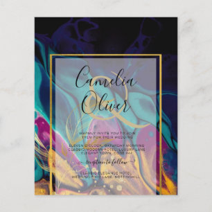 Juel Tones BRÖLLOP BLÄCK Plum Lila Teal Navy Guld Flygblad