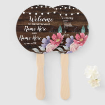 Juel Wood Blommigt Bröllopsprogram Flowers Fläkt
