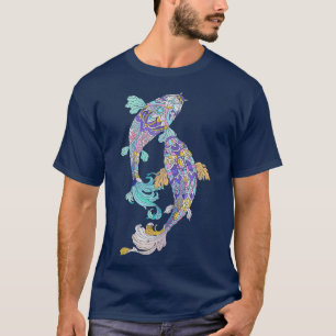 Jueled Koi Fish Koi Älskare Turquise Lila Rosa T Shirt