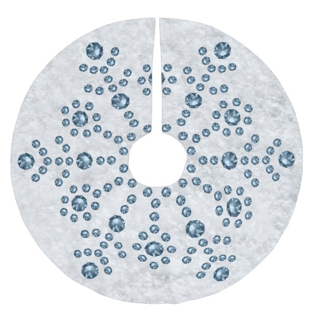 Jueled Snowflake Träd Skirt Julgransmatta Borstad Polyester (Framsidan)