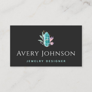 Juelry Designer Crystal Flowers & Måne Elegant Visitkort