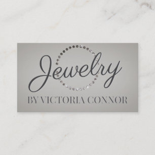 Juelry Designer Metall Glitter Dot Circle Grått Visitkort