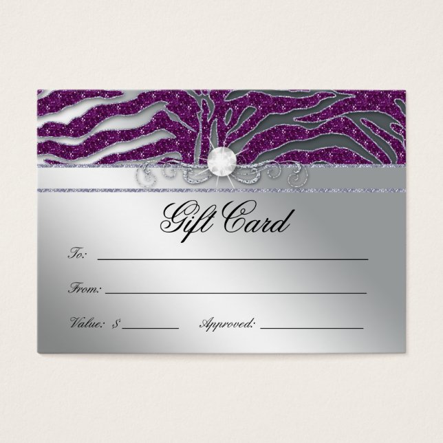Juelry Gift Card Luxury Zebra Plum Silver Gnistra Visitkort (Framsidan)
