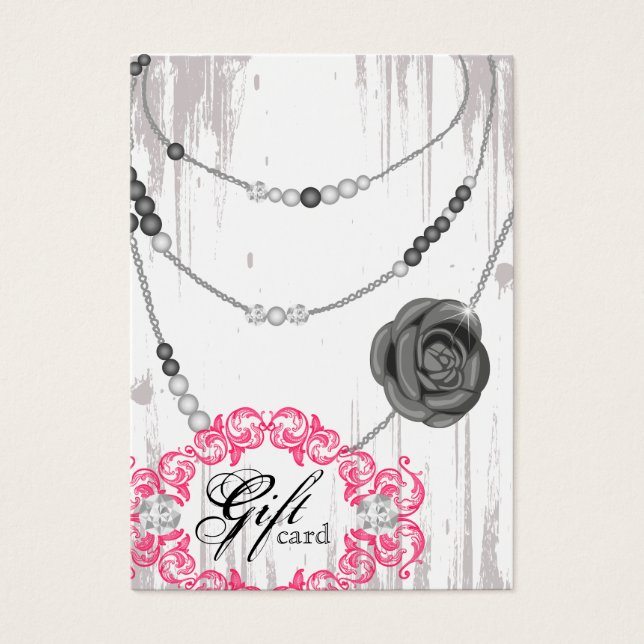 Juelry Gift Card Ro Necklace Diamonds Grått Visitkort (Framsidan)