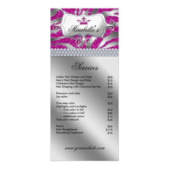 Juelry Krona Rack Card Zebra Luxury Gnistra Rosa Reklamkort (Framsidan)