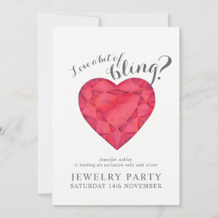 Juelry party inbjudan ruby kärlek bling