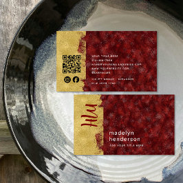 Juelry Red Ruby Guld Brush QR Code Social Media Visitkort