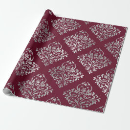 Juelry Royal Damask Maroon Burgundy Vip Silver Presentpapper