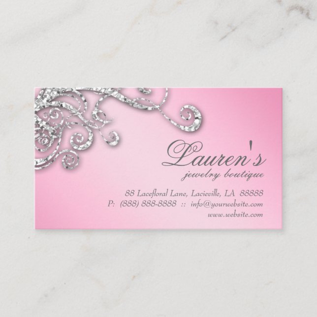 Juelry Swirl Loyalty Card Glitter Diamonds Rosa Lojalitetskort (Framsida)