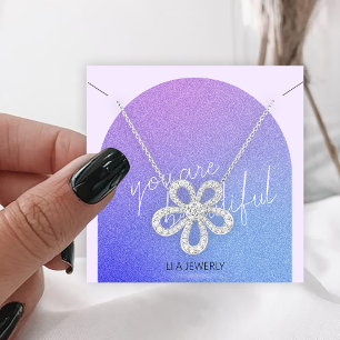 Juerly Necklace Visning Lila Glitter Fyrkantigt Visitkort