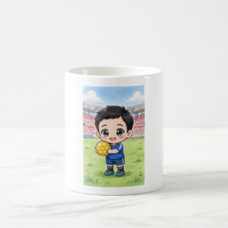Jugador de futbol Kawaii Chibi con Pelota Amarilla Kaffemugg