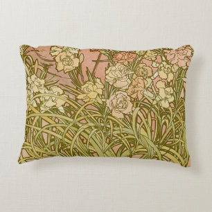 Jugend Alfonse Mucha Blommor nejlikor Prydnadskudde
