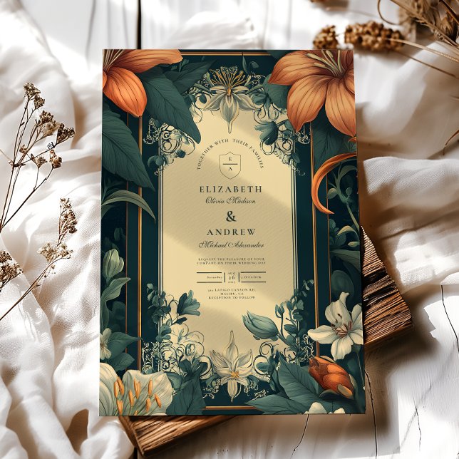 Jugend Fantasifull Blommig Bröllop Inbjudningar (Skapare uppladdad)