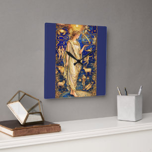 Jugend Zodiak Gudinnan Celestial Illustration Fyrkantig Klocka