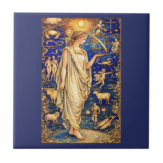 Jugend Zodiak Gudinnan Celestial Illustration Kakelplatta (Framsidan)