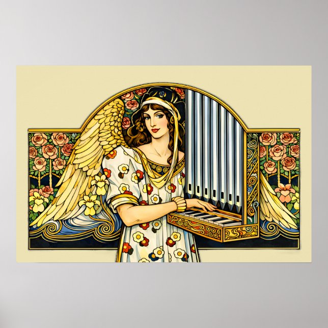 Jugendängel Orgelspelare Vintage Musik Poster (Framsidan)