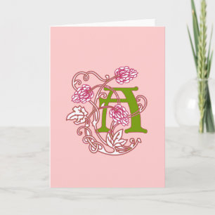Jugendblomma Monogram A Anteckningskort