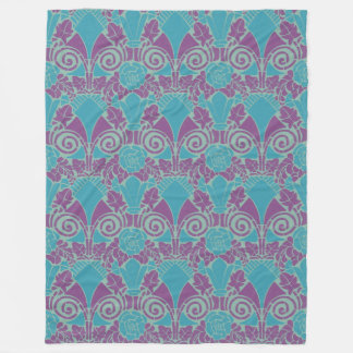 Jugendblommig blå lila ros mönster fleecefilt
