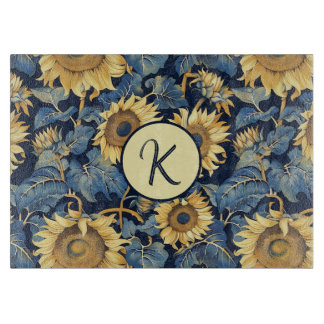 Jugendblommig glasskärnbräda med monogram