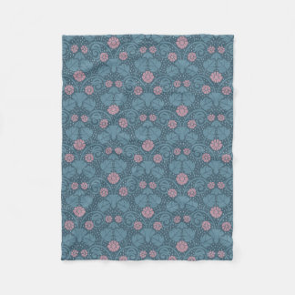 Jugendblommig tealblå rosa mönster fleecefilt
