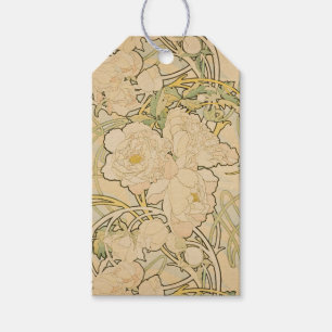 Jugendblommönster Mucha Presentetikett