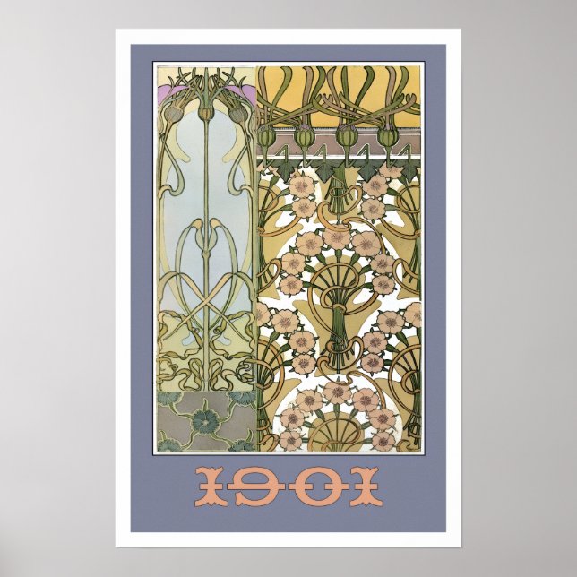 Jugendblommor alphonse mucha blomsterkonst 1901 poster (Framsidan)