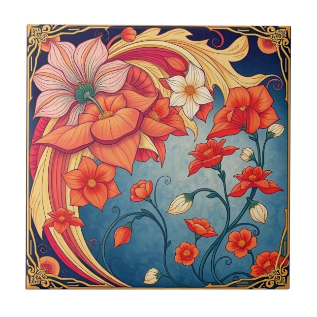 Jugendblommor Kakelplatta (Framsidan)