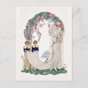 Jugendbröllopsillustration – Vintage brudpar Vykort