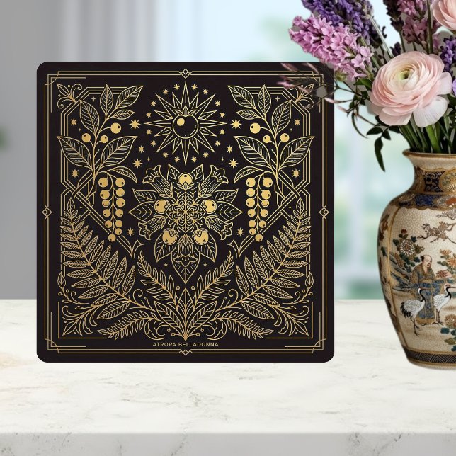 Jugendguld Botanisk Celestial Illustration Kakelplatta (Skapare uppladdad)