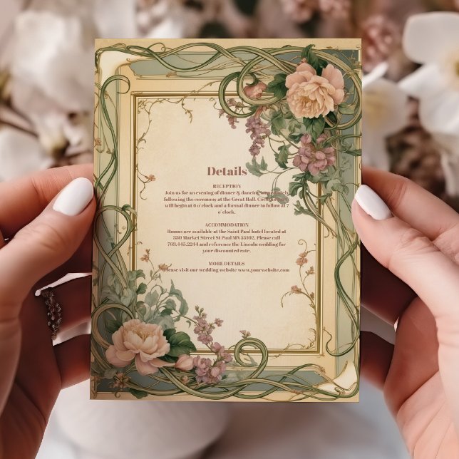 Jugendstil Elegant Botaniskt Bröllop Tilläggskort (Skapare uppladdad)