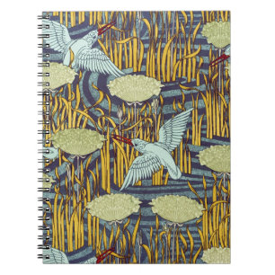 Jugendstil fågel & träsk naturmönster anteckningsbok