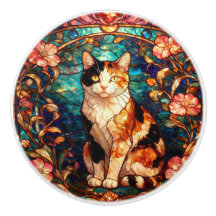 Jugendstil Glas-i-färgat Katträka Katt