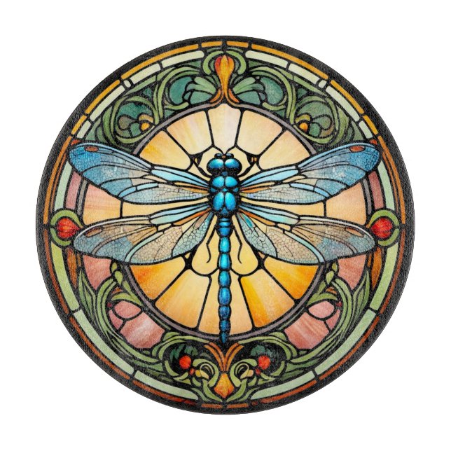 Jugendstil Glasfärgad Trollslända (Framsidan)