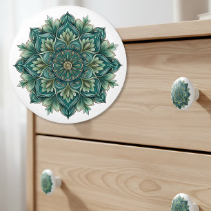 Jugendstil Grön Medaljong Knopp