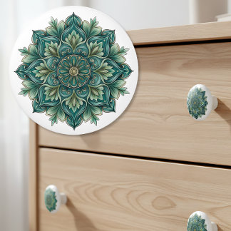 Jugendstil Grön Medaljong Knopp