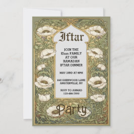 Jugendstil Iftar Vallmo Blommig Inbjudan