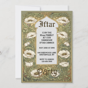 Jugendstil Iftar Vallmo Blommig Inbjudan