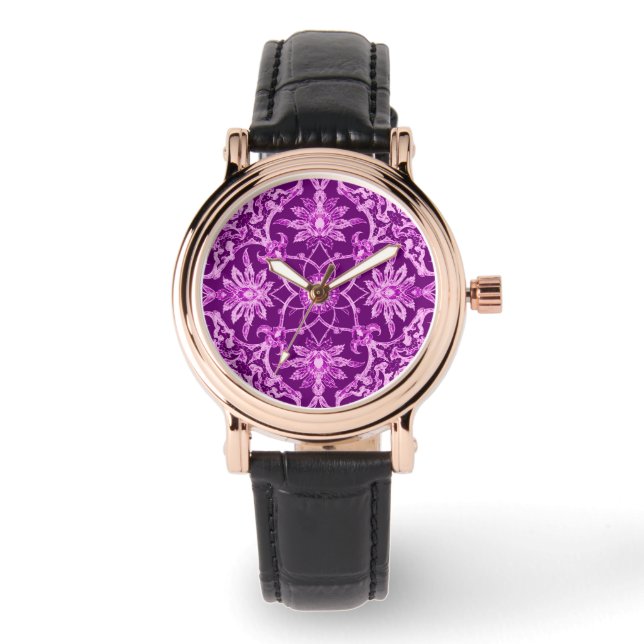 Jugendstil Kinesiskt Mönster - Amethyst Lila Armbandsur (Framsida)